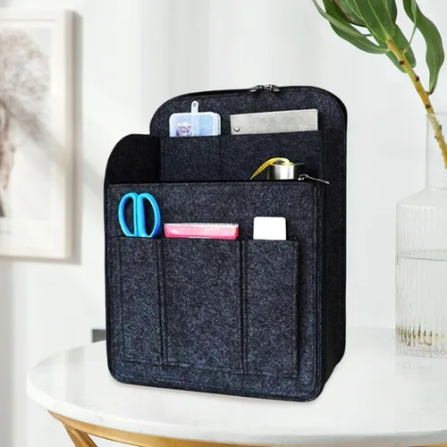 Vista 3 de Backpack Organizer Insert Vertical Design Felt Bag Organizer for Travel Bags, black, L