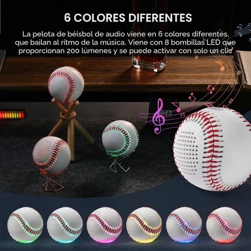Vista 4 de Glow Baseball Bluetooth Speaker，Portable Sports Gift for Fans, Waterproof Outdoor Speaker with Party Lights. Rojo