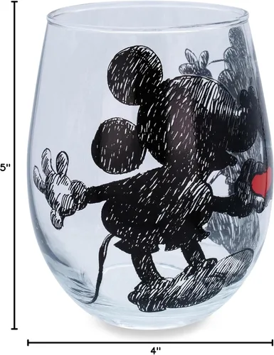 Vista 8 de Disney Copa de vino sin tallo de Mickey y Minnie Mouse con forma de lágrima de corazón, vaso para mimosas, cócteles