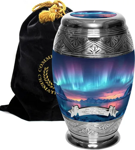 Vista 14 de Commemorative Cremation Urns Urnas de cremación personalizadas decorativas hechas a mano para mujeres (aurora boreal extragrandes)