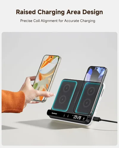 Vista 5 de Estación de carga dual de teléfono, cargador inalámbrico para Google Pixel 9a/9 Pro/9/8 Pro/7 Pro (no para 9 Pro Fold), para Pixel Watch 3/2/Fitbit