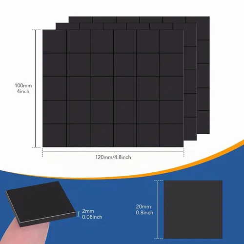 Vista 2 de DIYMAG Hojas Magnéticas Adhesivas Cuadradas, Cinta Magnética Flexible Pegable (Cada una 20x20x2mm), Imanes con Adhesivo para Manualidades, Fotos y 70