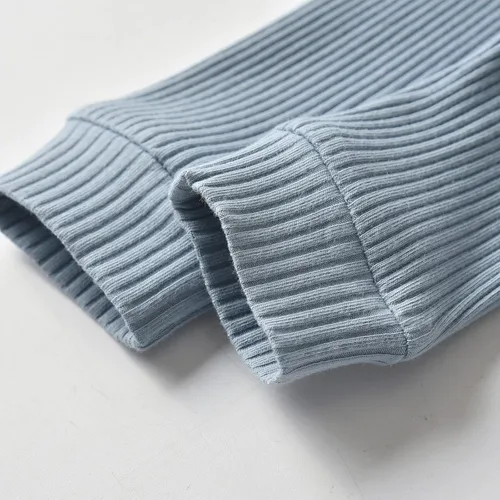 Vista 7 de Derouetkia Conjunto de ropa de algodón acanalado de manga larga y pantalones para bebé recién nacido