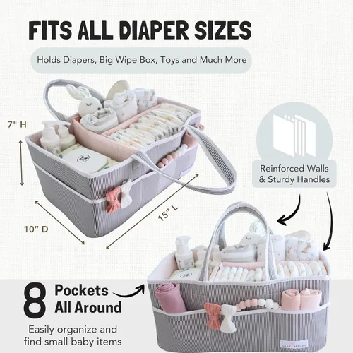 Vista 3 de Lily Miles Paquete de pañales - Paquete de inicio para el cuidado del bebé: 2 organizadores de pañales para artículos esenciales para bebés, ideal