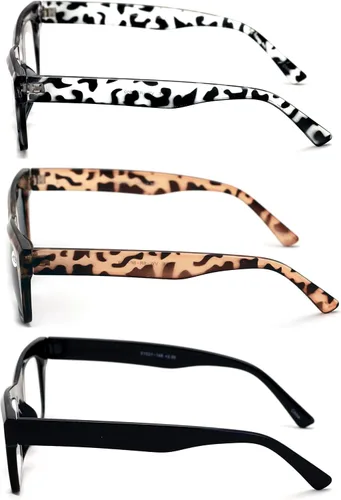 Vista 3 de 3 pares de lentes de lectura transparentes para mujer, diseño de leopardo, estilo vintage