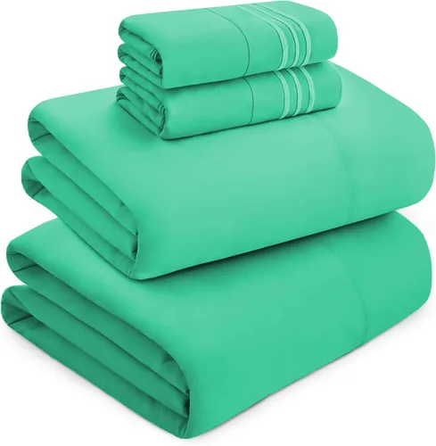 Vista 59 de Mocassi Juego de sábanas de lujo de 4 piezas, calidad prémium de hotel de 1800 hilos, ajuste fácil, sábanas y fundas de almohada resistentes a
