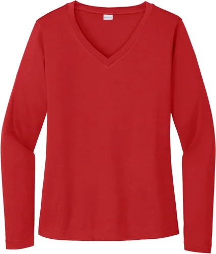Vista 8 de Sport-Tek señoras cuello en V playera > orquídea rosa Azul atómico
