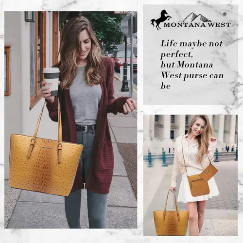 Vista 2 de Montana West Purses and Handbags for Women 3PCS Tote Purse and Wallet Set