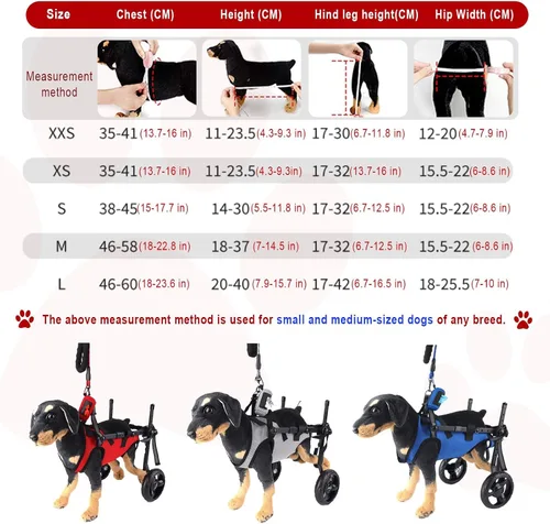 Vista 6 de Small Dog Wheelchair for Back Legs Light Weight Dog&Cat&Pets Wheelchair Cart with Disabled Hind Legs Walking, Leg Brace & Hip Support(Blue,XX-Small)