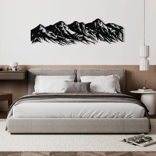 Vista 2 de Arte de pared de metal de montaña, arte de pared de montaña de metal, decoración de pared de arte de montaña, decoración de cadena de montaña de 5