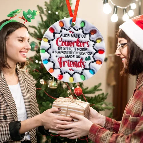 Vista 3 de Adornos de Navidad Regalos Compañeros de Trabajo Regalos para Ella Él Divertidos Adornos de Navidad para Mujeres Hombres Regalo de Agradecimiento