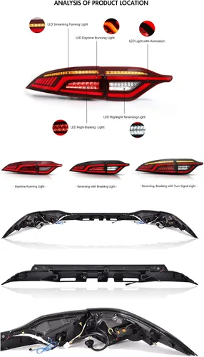 Vista 4 de TT-ABC Mods - Luces traseras para Toyota Corolla 2020-2024, todos los modelos compatibles (rojo)
