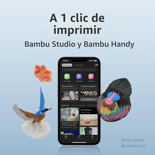 Vista 9 de Bambu Lab A1 mini impresora 3D + kit de lámpara LED, listo para usar
