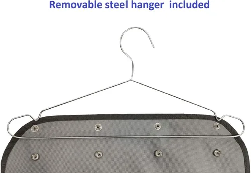 Vista 10 de Organizador de joyas colgante de doble cara con colgador para armario, collar, aretes, pulsera, anillo, soporte de viaje