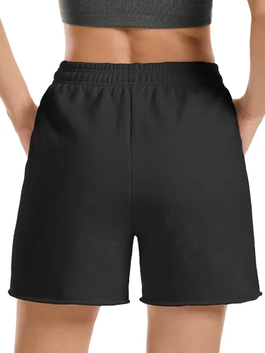Vista 3 de Stelle Pantalones cortos de verano para mujer, cómodos, de algodón, de cintura alta, con bolsillos