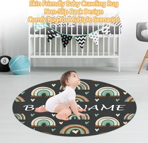 Vista 7 de Juego de ropa de cama personalizado para cuna de bebé, juego de 5 piezas para cuna de bebé, diseños de arcoíris, manta con nombre personalizado