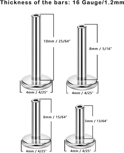Vista 6 de FANSING Aretes de acero quirúrgico de 0.069 pulgadas a 0.15 pulgadas con 0.78 oz0.75 pulgadas0.79 pulgadas, 0.315 pulgadas, 0.394 pulgadas, 0.394