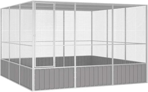 Vista 7 de vidaXL Jaula para pájaros gris 43.7"x42.1"x83.3" acero galvanizado