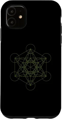 Vista 5 de Funda de yoga espiritual oculta para iPhone 15 Geometría Sagrada Metatron
