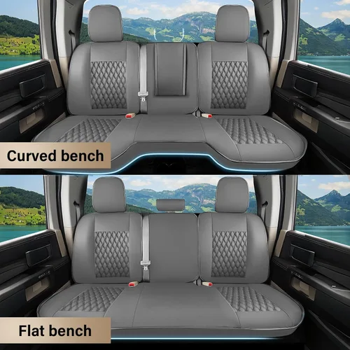 Vista 63 de Coverado Juego completo de fundas de asiento de ajuste personalizado para Chevy Silverado/GMC Sierra 2014-2018 1500, 2015-2019 2500HD 3500HD Negro