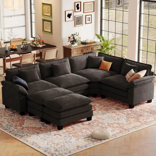 Vista 65 de CDCASA Silla de acento de gran tamaño de 50'' con otomana Asiento extra ancho y profundo estilo sofá nube para sala de estar, dormitorio, rincón