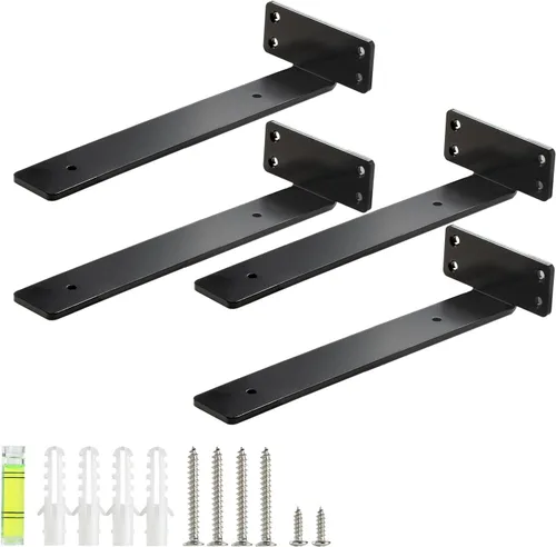 Vista 8 de HEART ART Soportes flotantes para estantes de 6 pulgadas, color negro resistente, paquete de 2 6 pulgadas de largo x 1.3 pulgadas de alto x 1.3
