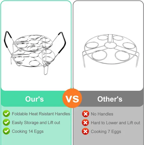 Vista 3 de Estante apilable para cocinar huevos con asas de silicona resistentes al calor, compatible con accesorios de olla instantánea de 6,8 cuartos