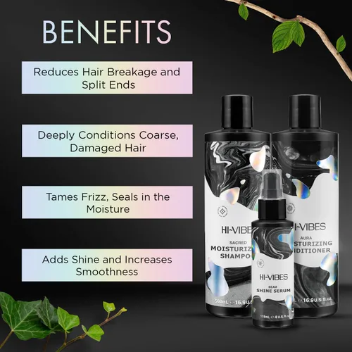 Vista 4 de MOEHAIR Hi-Vibes Champú y acondicionador de aceite de argán Infundido con aceites de aguacate, girasol y coco Limpia y nutre el cabello Juego