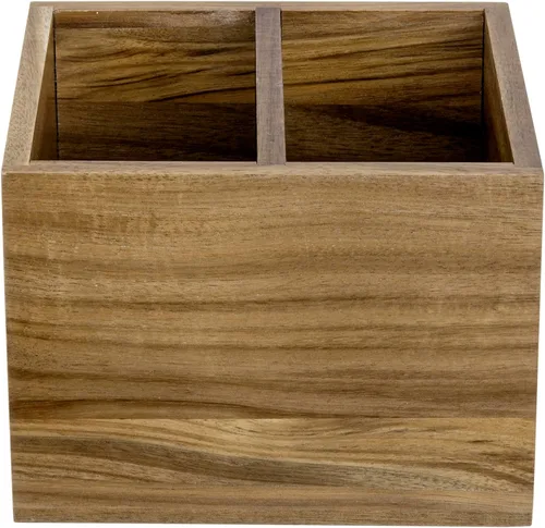 Vista 6 de MyGift - Soporte para control remoto de madera de acacia, 2 ranuras para Madera de acacia (7 pulgadas)