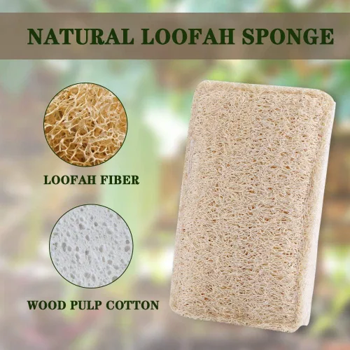 Vista 2 de Esponjas para platos de lufa para cocina, esponjas naturales orgánicas para platos, ecológicas no rayadas, biodegradables para limpieza, 6