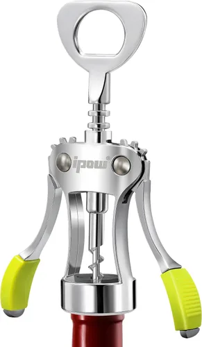 Vista 13 de IPOW Abridor de vino, abridor de botellas de vino de aleación de zinc, sacacorchos de ala resistente, sacacorchos multifuncional manual para Negro