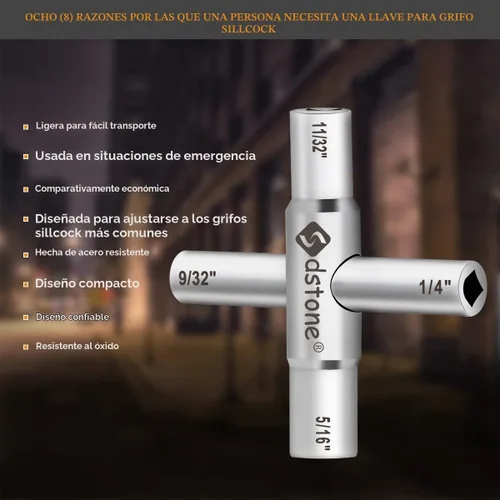 Vista 7 de Sdstone Llave Sillcock de 4 vías, llave de agua de acero, para válvula, grifo y espigas, 1 paquete
