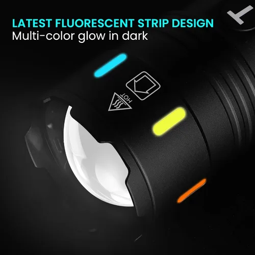 Vista 6 de Linternas Recargables 990,000 Lúmenes Altos, Luz Flash Súper Brillante de Largo Alcance 5000ft, 4 Modos con LED Rojo Intermitente Linterna Táctica