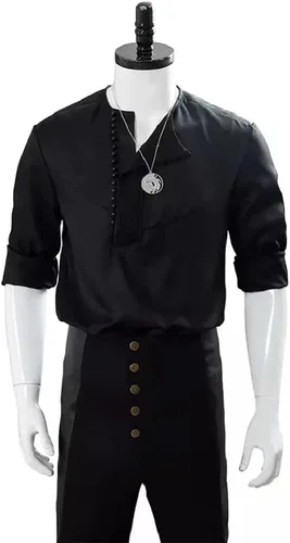Vista 5 de Geralt of Rivia Cosplay traje casual desgaste camisa hombres negro traje Halloween carnaval por encargo