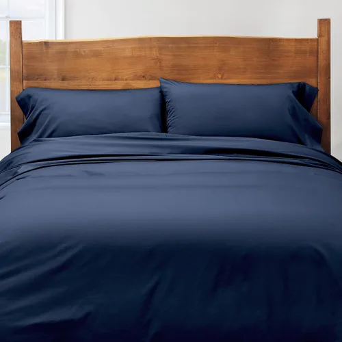 Vista 4 de Cuddledown Heritage - Funda de edredón 100% algodón Calidad Premium Tejido de satén ultrasuave Transpirable Cierre de botones Queen Azul