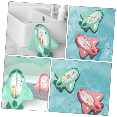 Vista 2 de Termómetro de baño en forma de avión de dibujos animados PP Material Monitor de temperatura del agua para bañera piscina y pecera seguro y suave