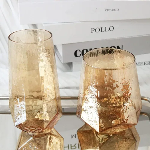Vista 5 de Copas de vino ámbar vintage, juego de 2 copas de vino de tallo largo, copas de champán, copas de copa sin plomo, elegantes copas de vino ideales