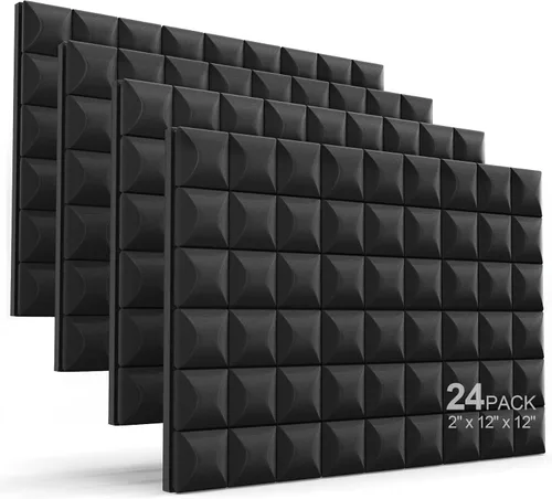 Vista 21 de JBER Paquete de 12 paneles de espuma acústica, paneles de espuma con aislamiento de sonido de 1 x 12 x 12 pulgadas para paredes, cuñas