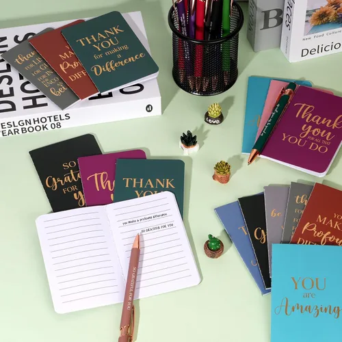 Vista 5 de Ragnhild 48 piezas de regalos de agradecimiento a granel, bolígrafos motivacionales, libretas inspiradoras, mini cuadernos motivacionales, regalos