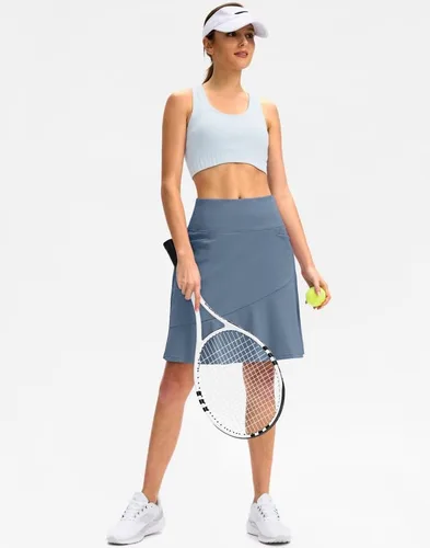 Vista 6 de G Gradual Faldas pantalón para mujer con 5 bolsillos de 20 pulgadas de longitud a la rodilla, falda de golf modesta larga, faldas atléticas de tenis