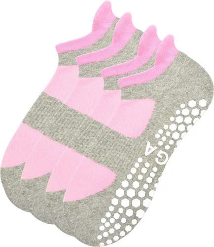 Vista 4 de Busy Socks Paquete de 2 calcetines antideslizantes para yoga, pilates, fitness, hospital, para mujeres y hombres, antideslizantes, para danza