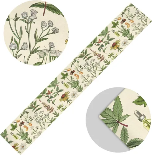 Vista 5 de Camino de mesa de plantas a base de hierbas, mantel de cocina, mesa de comedor, lino rústico, bufanda para interior y exterior, decoración