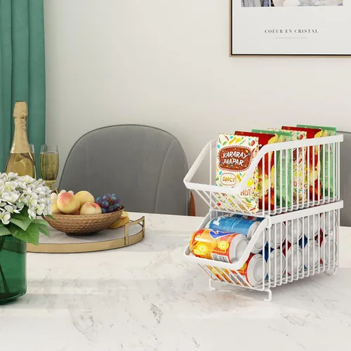 Vista 6 de GILLAS Paquete de 8 organizadores apilables de latas de soda para refrigerador, dispensador de latas, estante de almacenamiento de alimentos