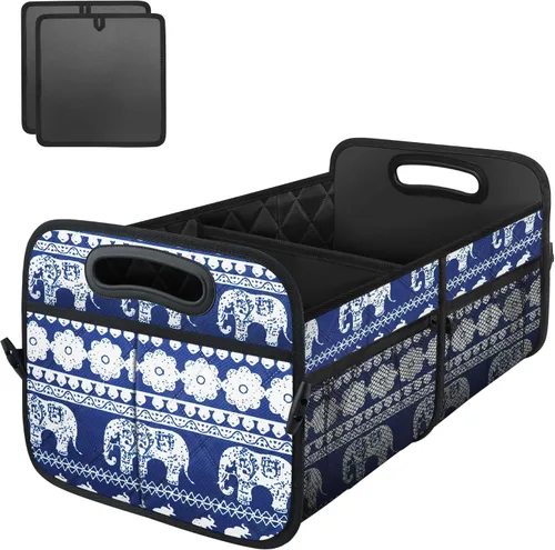 Vista 9 de Deosk Minimalist Black Car Trunk Organizer, 50L, 6 Pockets, Foldable & Waterproof Negro