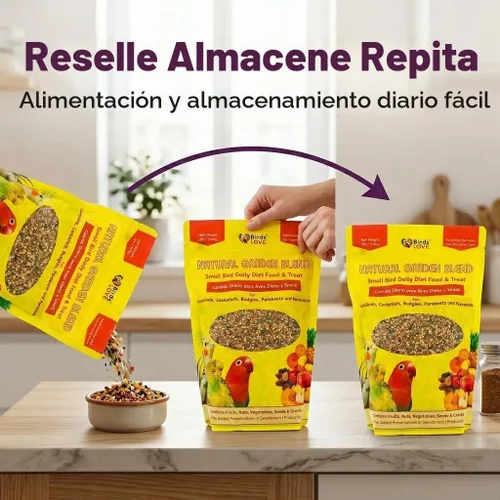 Vista 7 de Birds LOVE Natural Garden Blend - Alimento para pájaros pequeños, 2 libras, empaquetado a mano en Estados Unidos, mezcla natural con frutas
