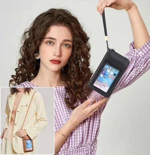 Vista 6 de FALAN MULE Bolso cruzado pequeño para teléfono celular para mujer, cartera de piel sintética