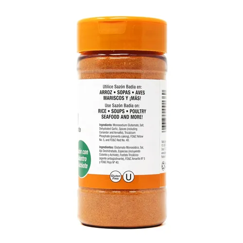 Vista 3 de Badia Sazon con cilantro y anatto, 7 oz - Mezcla de condimentos latinos Classic Latin seasoning blend with Coriander and Annatto for vibrant