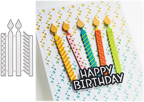 Vista 29 de Troqueles para álbumes de recortes, troqueles de metal de globo de feliz cumpleaños para hacer tarjetas, plantilla de perforación para manualidades