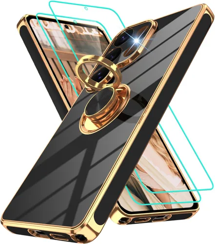 Vista 234 de Funda para Motorola Moto G 5G 2024: Funda Moto G Play 5G 2024 con 2 piezas de protectores de pantalla, soporte de anillo de rotación de 360°