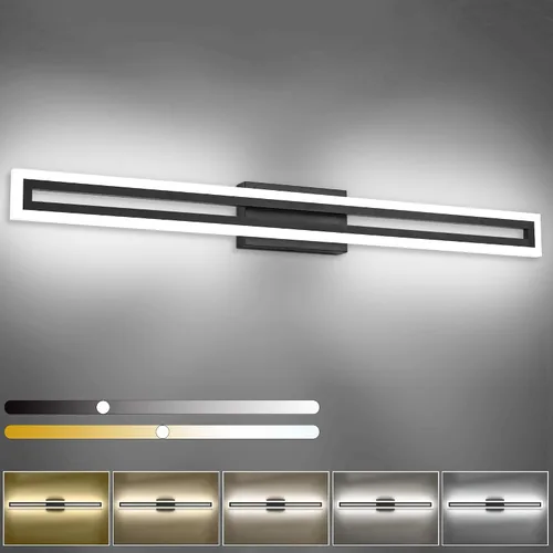Vista 18 de SOLFART Luces de tocador de baño sobre espejo 14W 60 cm Luz de baño moderna negra 6000K ND